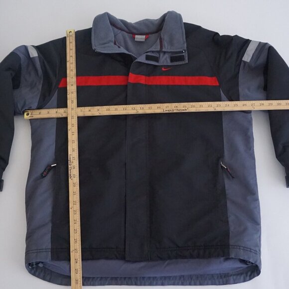 VTG Y2K Gray Tag Nike Black Red Fleece Lined Red Check Zip Up Nylon Ski Jacket L - Picture 4 of 11